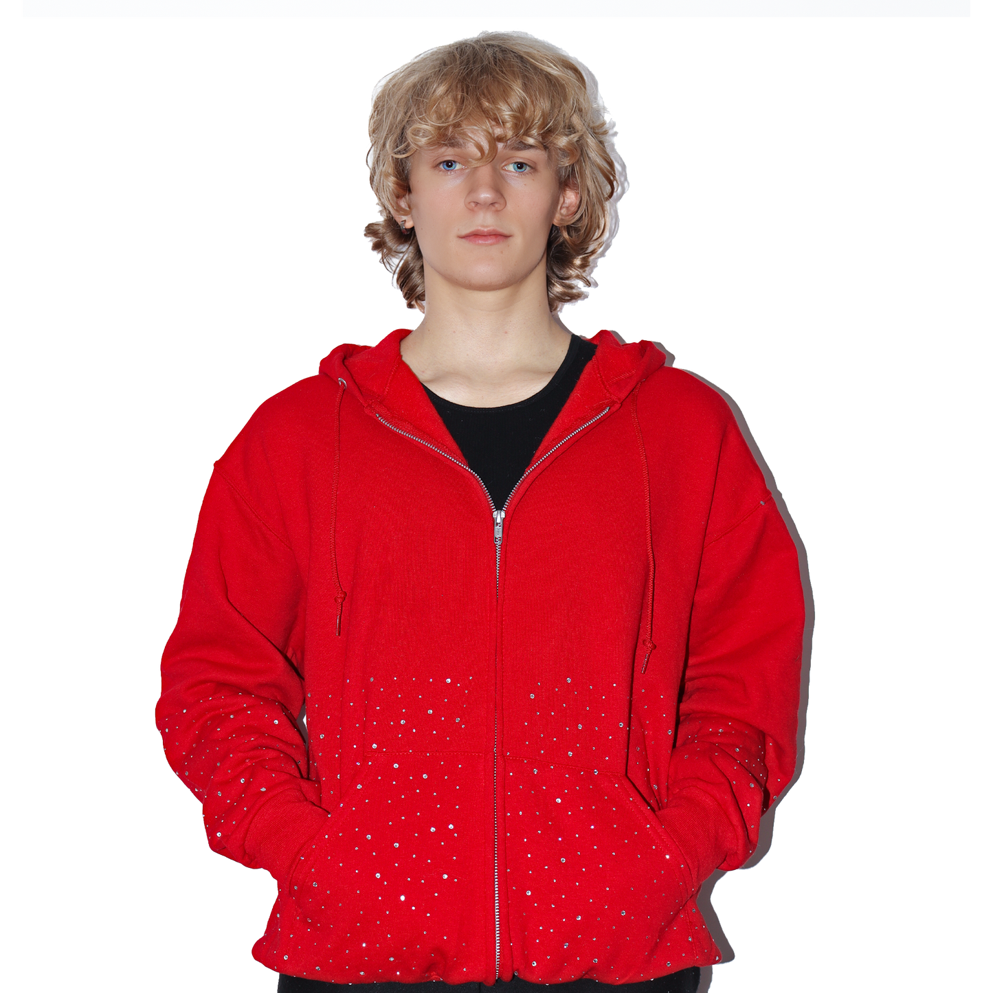 Crystal Zip-Up Hoodie - Red