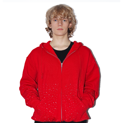 Crystal Zip-Up Hoodie - Red