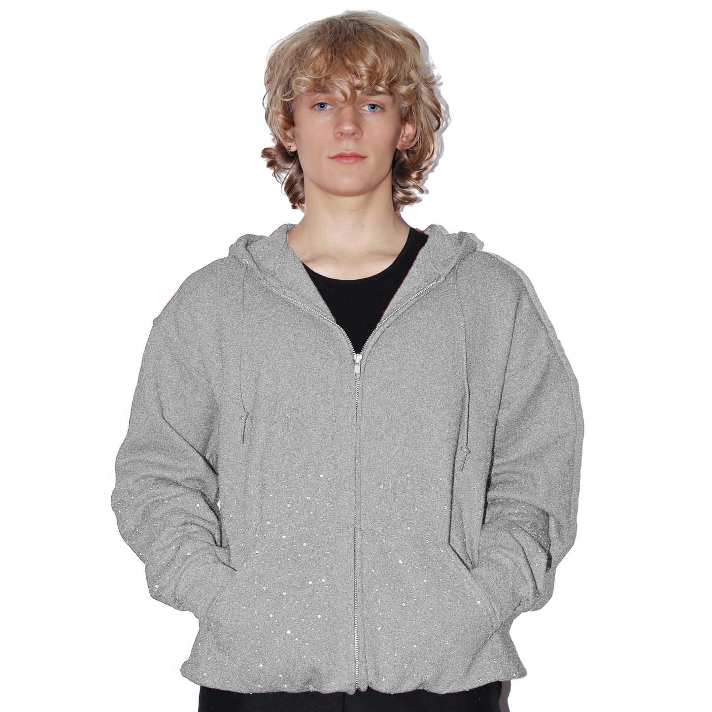 Crystal Zip-Up Hoodie - Grey