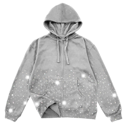 Crystal Zip-Up Hoodie - Grey