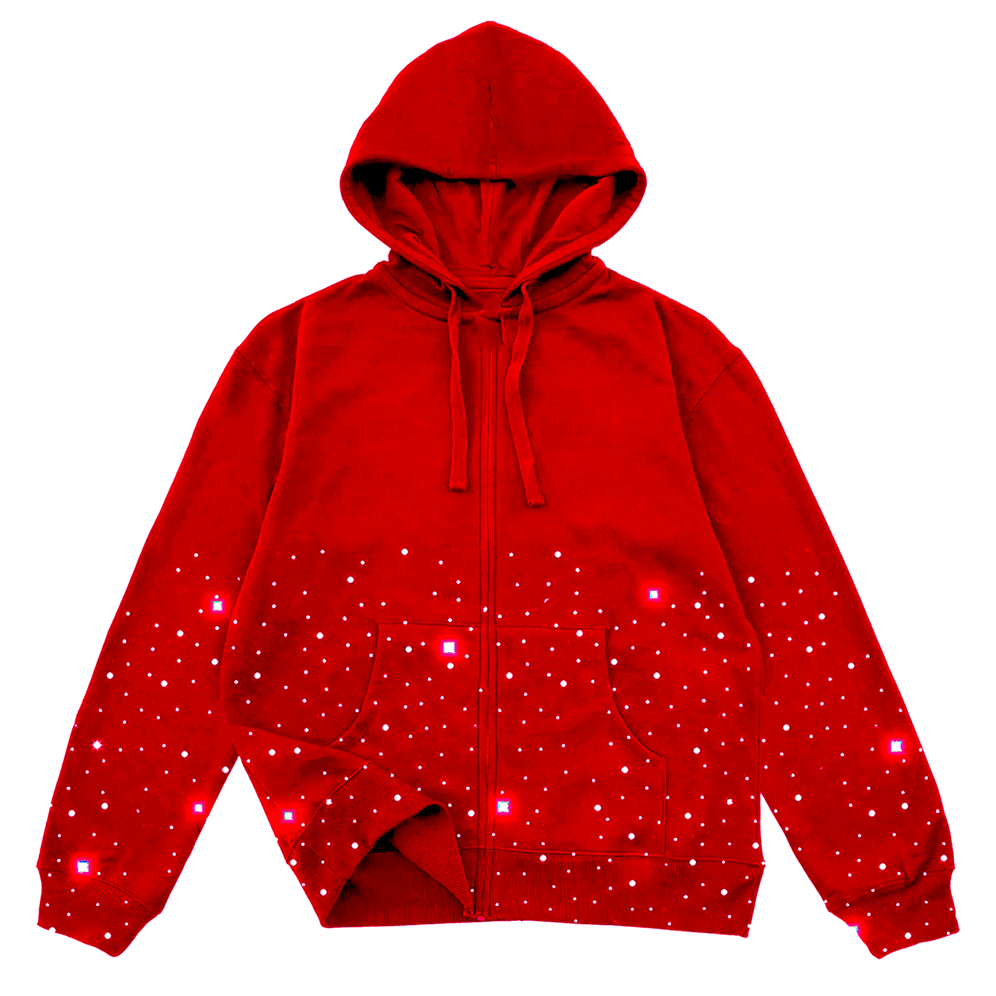 Crystal Zip-Up Hoodie - Red