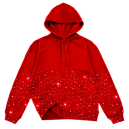 Crystal Zip-Up Hoodie - Red